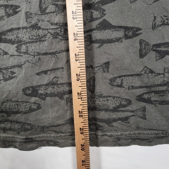 Woolrich Men's XL Olive Green All Over Fish Print Short Sleeve Polo - Picture 7 of 7